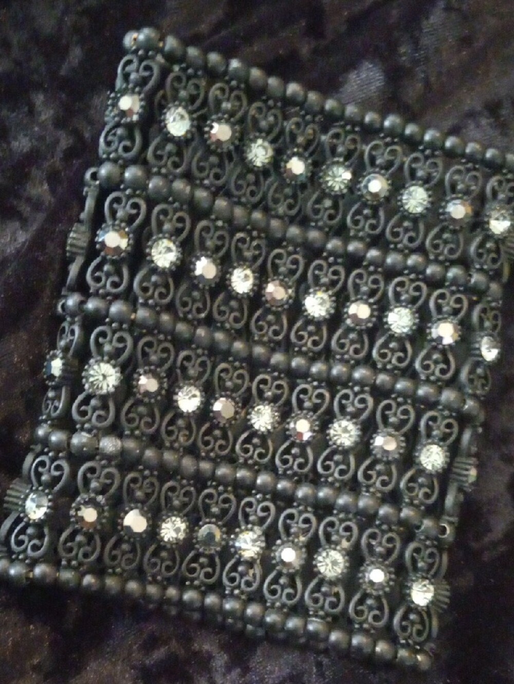 Brighton Black Filigree Multi-Row Bracelet with Clear Stones - Picture 7 of 8